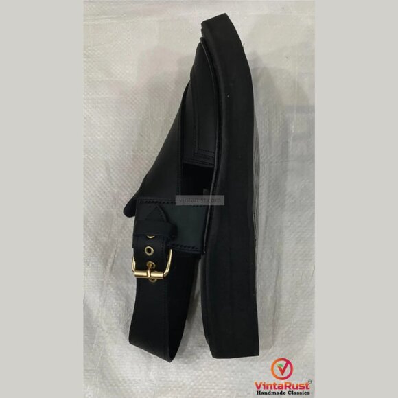 Handmade Black Leather Peshawari Chappal Sandals: Gents Footwear main image 5